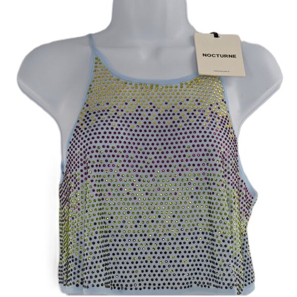 Nocturne Tops - Nocturne Crop Top Sparkly Embellished Tank Size M / L